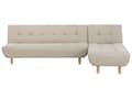 Miniatyrbilde 1 av 10: Hjørnesofa Beige stoff møbeltrekk Lyse treben Venstrehånds sjeselong 4-seters