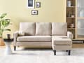 Miniatyrbilde 4 av 11: 3-seter sofa Beige Polstret Treben Med fotskammel Stuesofa Moderne Elegant