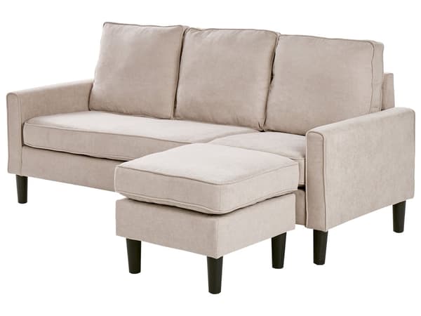 3-seter sofa Beige Polstret Treben Med fotskammel Stuesofa Moderne Elegant