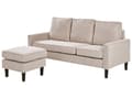 Miniatyrbilde 6 av 11: 3-seter sofa Beige Polstret Treben Med fotskammel Stuesofa Moderne Elegant