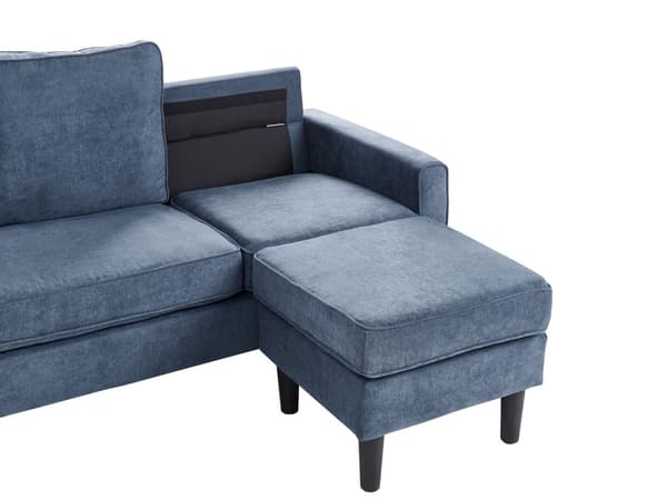 3-seter sofa Marineblå Polstret Treben Med fotskammel Stuesofa Moderne Elegant