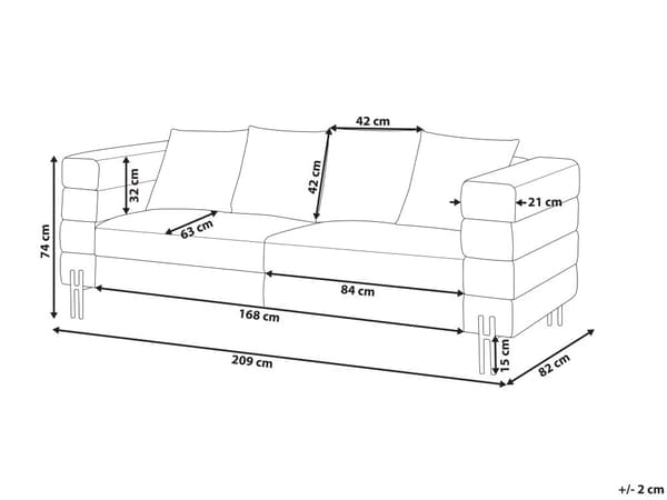 Sofa Brun Kunstlær Metallben 3-seters Sofa Moderne Stue