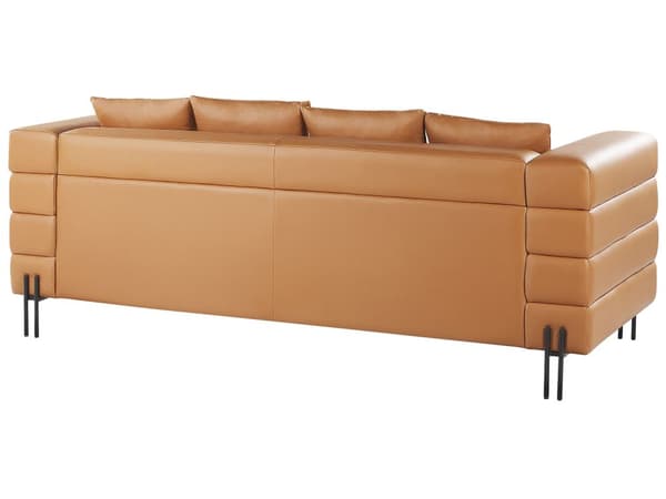 Sofa Brun Kunstlær Metallben 3-seters Sofa Moderne Stue