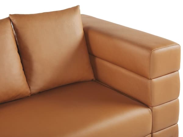 Sofa Brun Kunstlær Metallben 3-seters Sofa Moderne Stue