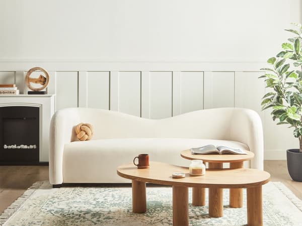 Sofa Hvit fløyel 3-seters buet form moderne design moderne stuemøbler