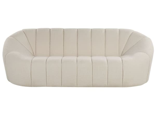 Sofa Hvitt Stoff 3-seter Glamour Ingen armlener Stue Bred rygg