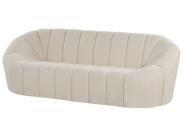 Sofa Hvitt Stoff 3-seter Glamour Ingen armlener Stue Bred rygg