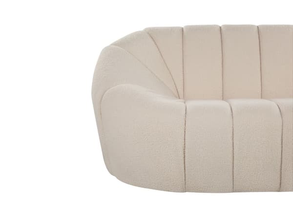 Sofa Hvitt Stoff 3-seter Glamour Ingen armlener Stue Bred rygg