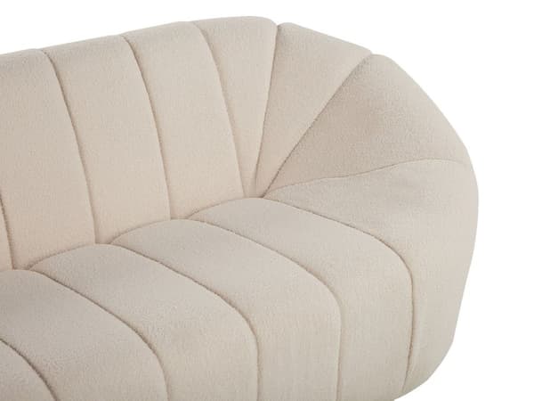 Sofa Hvitt Stoff 3-seter Glamour Ingen armlener Stue Bred rygg