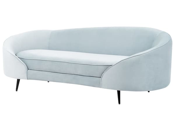 Sofa Lyseblå Blå Fløyel Glamour Buet Retrostil 3-seter Gull Metallben
