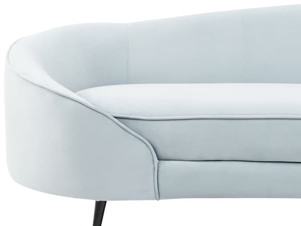 Sofa Lyseblå Blå Fløyel Glamour Buet Retrostil 3-seter Gull Metallben