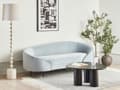 Miniatyrbilde 2 av 10: Sofa Lyseblå Blå Fløyel Glamour Buet Retrostil 3-seter Gull Metallben