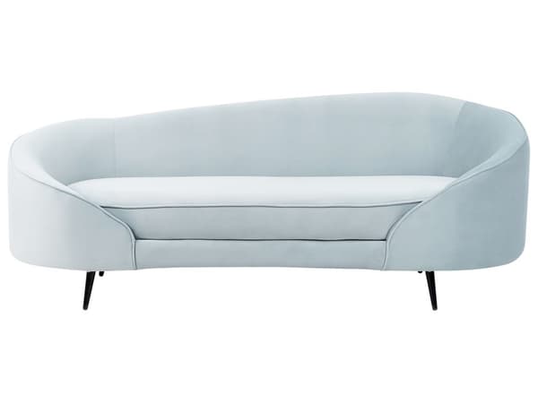 Sofa Lyseblå Blå Fløyel Glamour Buet Retrostil 3-seter Gull Metallben
