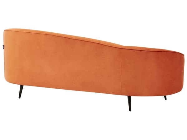 Sofa Oransje Fløyel Glamour Buet Retrostil 3-seter Gull Metallben