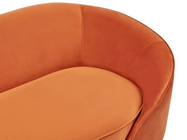 Sofa Oransje Fløyel Glamour Buet Retrostil 3-seter Gull Metallben