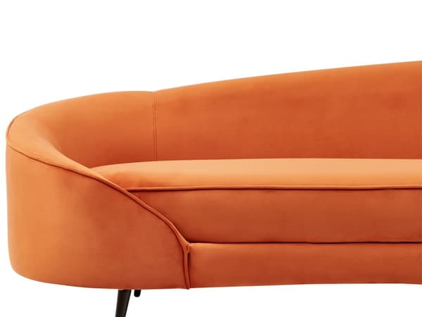 Sofa Oransje Fløyel Glamour Buet Retrostil 3-seter Gull Metallben