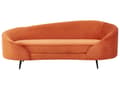 Miniatyrbilde 1 av 10: Sofa Oransje Fløyel Glamour Buet Retrostil 3-seter Gull Metallben