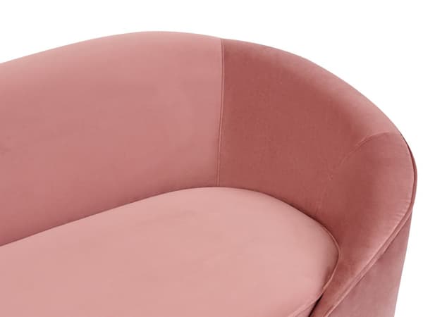 Sofa Rosa Fløyel Glamour Buet Retrostil 3-seter Gull Metallben