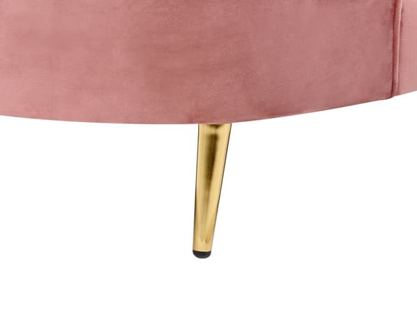 Sofa Rosa Fløyel Glamour Buet Retrostil 3-seter Gull Metallben