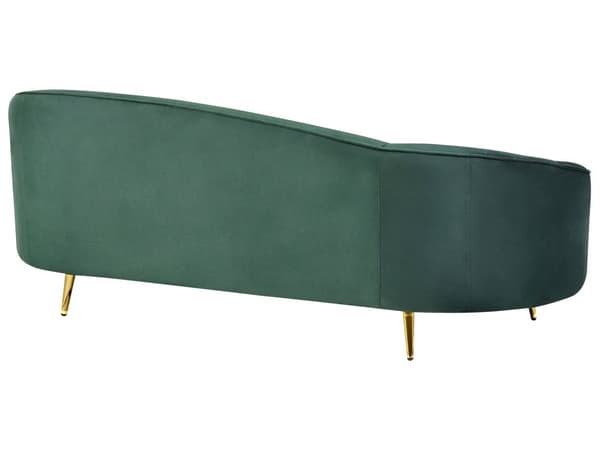 Sofa Grøn Velour Polstret Guld Metalben 3 Personers Moderne Designsofa med Buet Ryg Retro Minimalistisk til Stuen