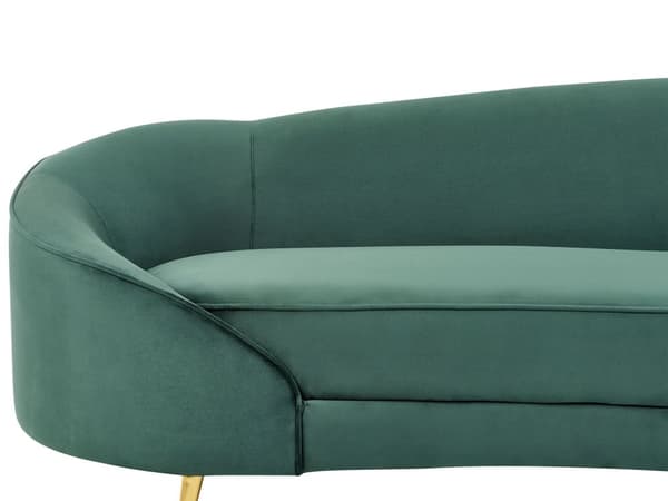 Sofa Grøn Velour Polstret Guld Metalben 3 Personers Moderne Designsofa med Buet Ryg Retro Minimalistisk til Stuen