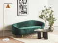 Miniatyrbillede 2 af 10: Sofa Grøn Velour Polstret Guld Metalben 3 Personers Moderne Designsofa med Buet Ryg Retro Minimalistisk til Stuen