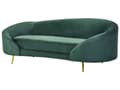 Miniatyrbild 4 av 10: Soffa Smaragdgrön Sammet Glamour Kurvad Retro 3-sits med Guld Metallben