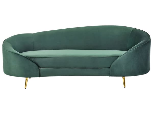 Sohva smaragdinvihreä sametti 3 hengelle kultaiset metallijalat retro-tyyli glamour-tyyli