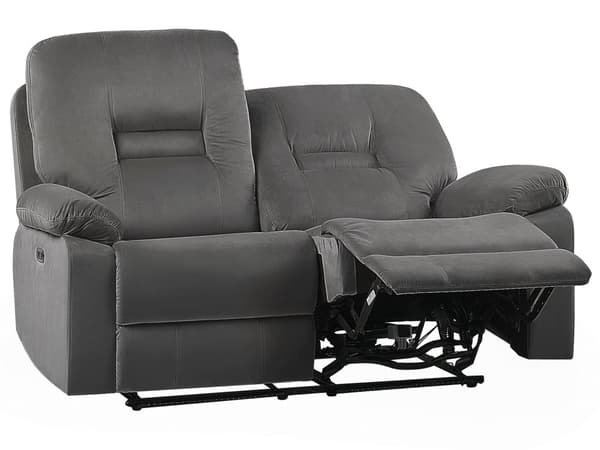Reclinersoffa 2-sits Mörkgrå Sammet Elektriskt Justerbart Rygg och Fotstöd med LED Modern Vardagsrum