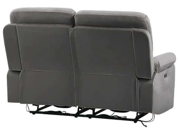 Sohva tummanharmaa 146 x 101 x 73 cm sametti kahdelle USB LED-valo sähkösäädettävä moderni