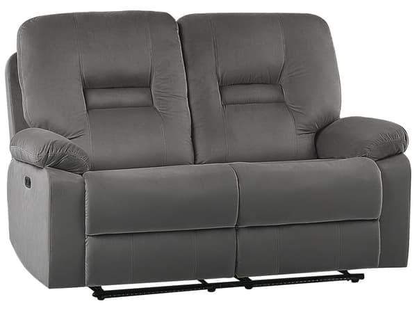 Sofa Grå Velour Stof Elektrisk Recliner Blød 2 Personers Designsofa med Justerbart Ryglæn og Fodstøtte Biografsofa med Indbygget Fodskammel