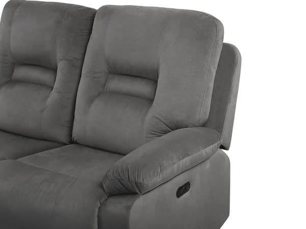 Sofa Grå Velour Stof Elektrisk Recliner Blød 2 Personers Designsofa med Justerbart Ryglæn og Fodstøtte Biografsofa med Indbygget Fodskammel