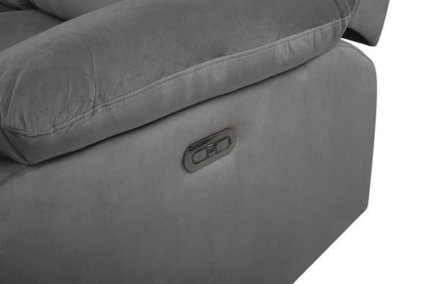 Sofa Grå Velour Stof Elektrisk Recliner Blød 2 Personers Designsofa med Justerbart Ryglæn og Fodstøtte Biografsofa med Indbygget Fodskammel
