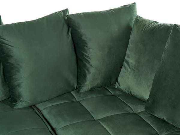 Kulmasohva tummanvihreä 231 x 152 x 79 cm sametti metalli puu kolmelle koristetyynyt moderni