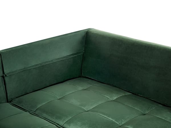 Kulmasohva tummanvihreä 231 x 152 x 79 cm sametti metalli puu kolmelle koristetyynyt moderni