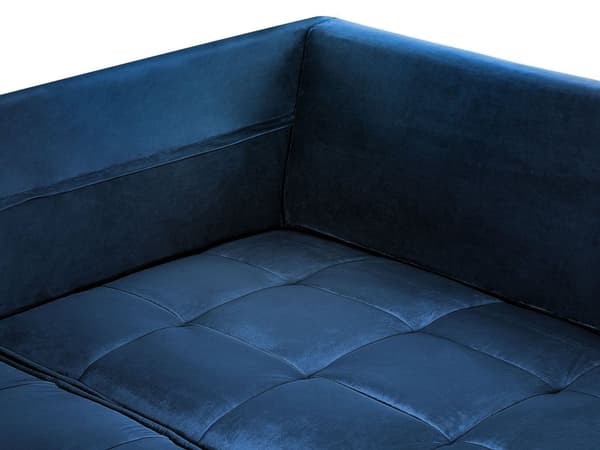 Hjørnesofa Blå Velour 3 Personers Designsofa med Rygpuder Tilbehør Blød Moderne Venstrevendt L Formet Sofa Indretning Stue