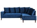 Miniatyrbillede 1 af 11: Hjørnesofa Blå Velour 3 Personers Designsofa med Rygpuder Tilbehør Blød Moderne Venstrevendt L Formet Sofa Indretning Stue