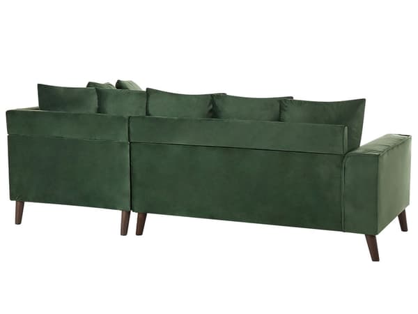Hjørnesofa Grøn Velour 3 Personers Designsofa med Rygpuder Tilbehør Blød Moderne Venstrevendt L Formet Sofa Indretning Stue