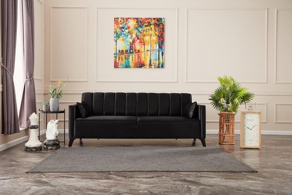 Karlston Bäddsoffa 3-sits 188x90 cm Svart