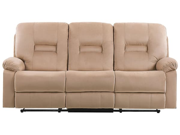Hvilesofa 3-seters Beige Fløyel Elektrisk Justerbar Rygg Fotstøtte LED-lys Moderne Stue
