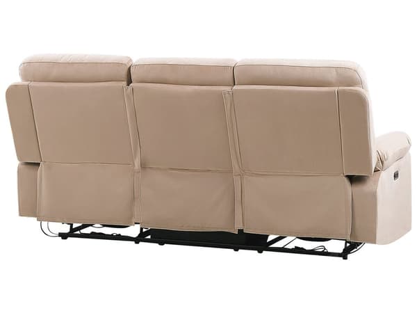 Hvilesofa 3-seters Beige Fløyel Elektrisk Justerbar Rygg Fotstøtte LED-lys Moderne Stue