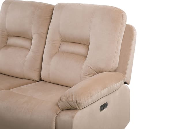 Hvilesofa 3-seters Beige Fløyel Elektrisk Justerbar Rygg Fotstøtte LED-lys Moderne Stue