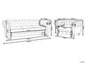 Miniatyrbilde 3 av 11: Chesterfield Stuesett Beige Stoff Mørkt Tre Ben 3-seters Sofa + Lenestol