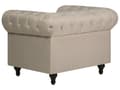 Miniatyrbilde 8 av 11: Chesterfield Stuesett Beige Stoff Mørkt Tre Ben 3-seters Sofa + Lenestol