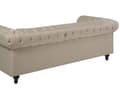 Miniatyrbilde 9 av 11: Chesterfield Stuesett Beige Stoff Mørkt Tre Ben 3-seters Sofa + Lenestol