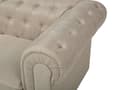 Miniatyrbilde 11 av 11: Chesterfield Stuesett Beige Stoff Mørkt Tre Ben 3-seters Sofa + Lenestol