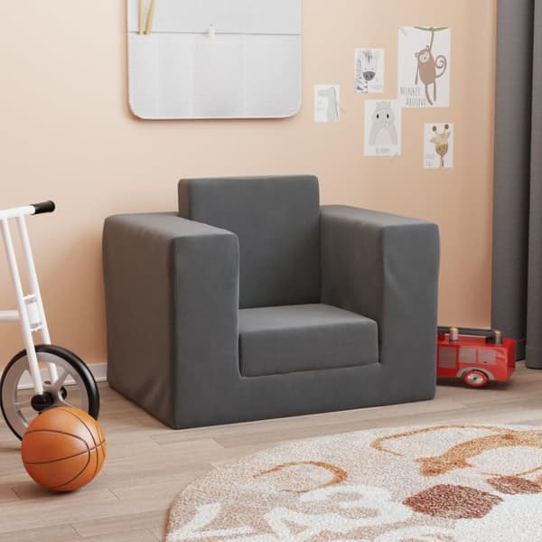 vidaXL sofaseng til børn blødt plys antracitgrå