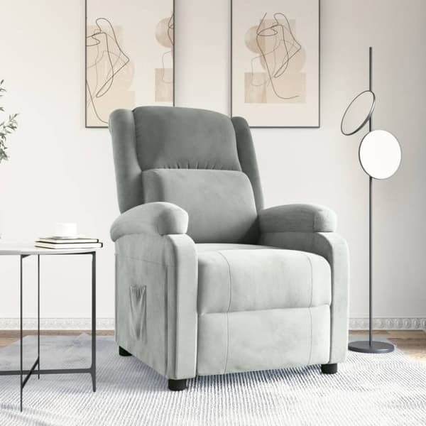 vidaXL lænestol velour lysegrå