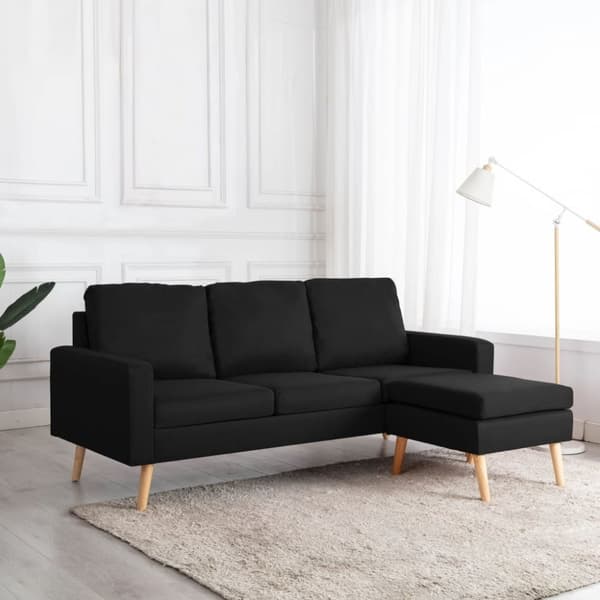vidaXL 3-personers sofa med fodskammel stof sort