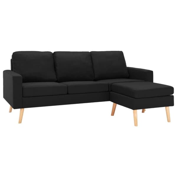 vidaXL 3-personers sofa med fodskammel stof sort